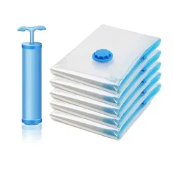 OBOSOE Vakuumpåsar 5 st med Vakuumpump – 70x50 cm Förvaring för Kläder, Täcken & Filtar