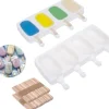 OBOSOE 2x4-pack Glassform med 100 träpinnar – BPA-fri isglassform för hemmagjord glass
