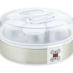 OBOSOE Yoghurtberedare – Maskin för hemmagjord yoghurt, 7 glas, rostfritt stål, silver och vit, 24 cm x 24 cm x 13 cm