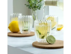 OH - Dubbelväggiga glas med räfflor - 4-pack