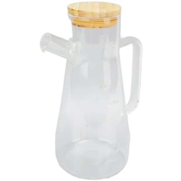 Oljeflaska i högt borosilikatglas, dammtät, klar vinägerdispenser i glas med ergonomiskt handtag för kök, 900 ml