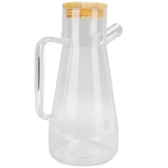 Oljeflaska i högt borosilikatglas, dammtät, klar vinägerdispenser i glas med ergonomiskt handtag för kök, 900 ml