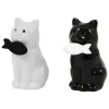 Original salt- och pepparkar i form av en katt. Set av salt- och pepparkar i keramik. Mått: 5 x 9 cm - Fisura