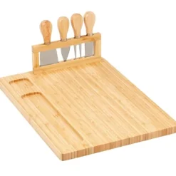 Ostbricka i bambu med knivar, 5 delar.