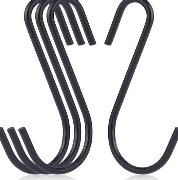 20-pack 10 cm svarta S-krokar för att hänga upp tunga garderobsjeans, stekpannor, kläder, väskor och handdukar