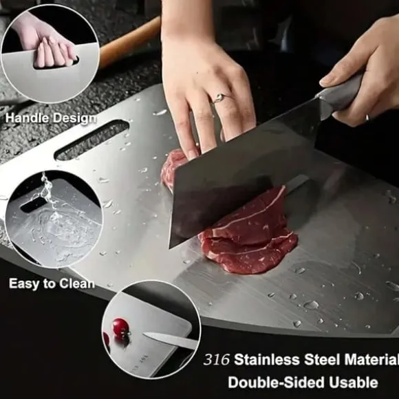 3-Pack Dubbelsida Skärbrädor i Rostfritt Stål – Mögelresistenta & Vattentåliga Skärbrädor för Kök
