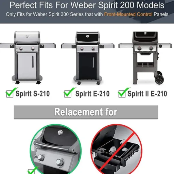 3-Pack Grill Värmeplåtar för Weber Spirit 200-serien - Svart