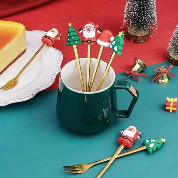 1-pack julskedar i rostfritt stål, 6 delar, set med presentask