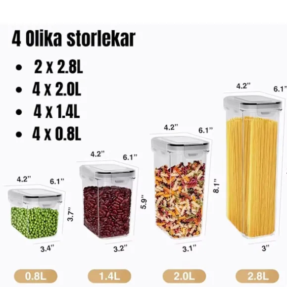 14-Pack Lufttäta Matförvaringsbehållare Med Lock - BPA-Fria