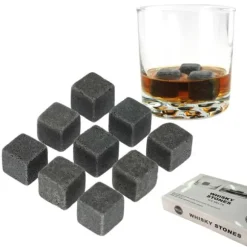 9-pack Naturliga Whiskystenar – Isbitar av Sten Grå