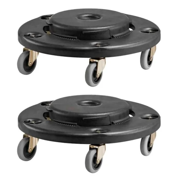 2-pack Rund Papperskorgs-Dolly, Passar 20, 32, 44, 55 Gal Sopbehållare, Robust och Lätt att Flytta