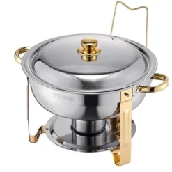 4-pack Skavskålar på 5 Qt, Bufféset i Full Storlek, Runda Pan i Rostfritt Stål