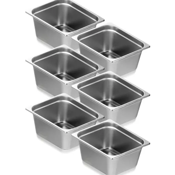 8-pack 1/2 storlek Hotellpannor i rostfritt stål, Ångbordspanna med 4" djupt lock, hållbar och praktisk
