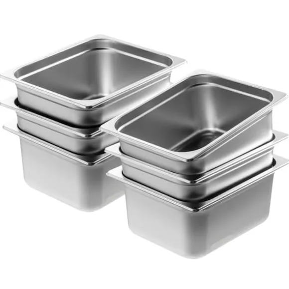 8-pack 1/2 storlek Hotellpannor i rostfritt stål, Ångbordspanna med 4" djupt lock, hållbar och praktisk