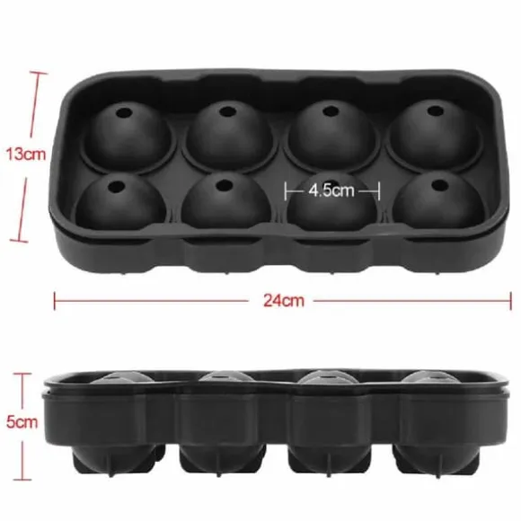 2-Pack Stor Silikon Isform för 8st Isbollar Runda Isbitar Kulor