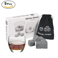-paket med 9 st. isbitar för whiskykylsten, drycker, vin, ölkylare, barberedningskuber, presentset