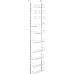 Pantry Organizer 10-nivå, över dörren hängande förvaringsställ, justerbar