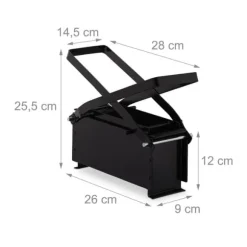 Pappersbrikettpress, 25.5x28x14.5 cm, Svart