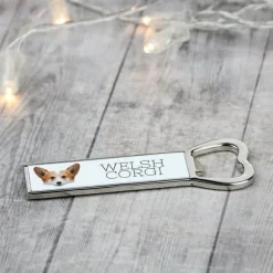 Pembroke Welsh Corgi - flasköppnare med foto och inskription för Art-Dog öl