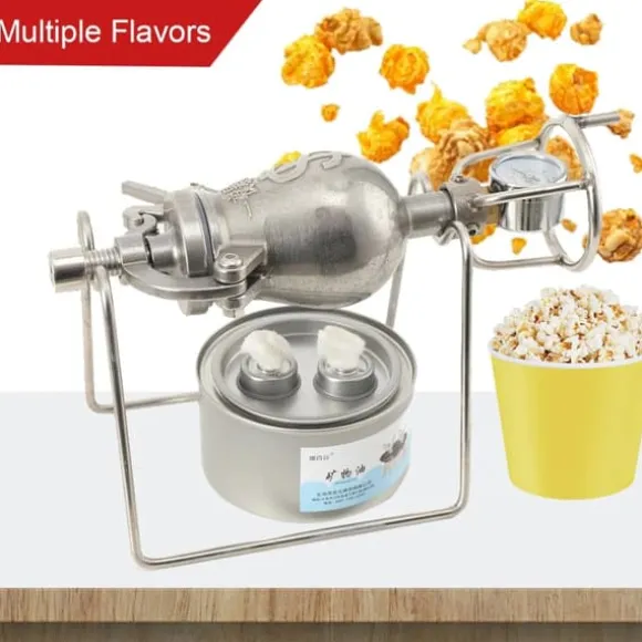 Popcornmaskin - Manuell popcornpanna - Rostfritt stål - För spis och öppen låga - Tjock vägg - Mini