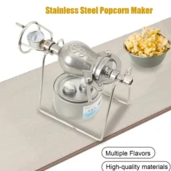 Popcornmaskin - Manuell popcornpanna - Rostfritt stål - För spis och öppen låga - Tjock vägg - Mini