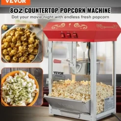 Popcornmaskin, 39x34.5x61 cm, Röd, Härdat glas