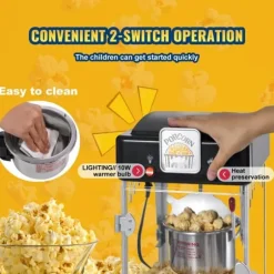 Popcornpopper 300W 2,5 Oz, bärbar bordspopcornmaskin, snabb och enkel användning, perfekt för filmkvällar, elegant svart design