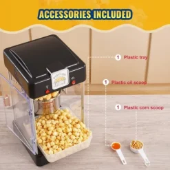Popcornpopper 300W 2,5 Oz, bärbar bordspopcornmaskin, snabb och enkel användning, perfekt för filmkvällar, elegant svart design