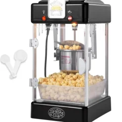 Popcornpopper 300W 2,5 Oz, bärbar bordspopcornmaskin, snabb och enkel användning, perfekt för filmkvällar, elegant svart design