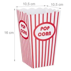 Popcornpåsar, 16x10.5x10.5 cm, Röd-Vit