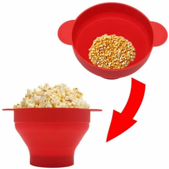 Popcornskål Silikon Microskål för Popcorn – Hopfällbar