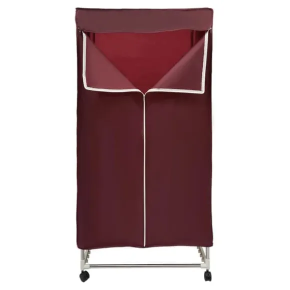 Portabel klädtork - PTC torkskåp - Pekskärm - Effekt 1200–1500 W - IPX1 - Timer 0–240 min & 3 lägen - Fyra hjul - Med överdrag - Vinröd