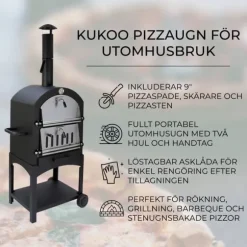 Portabel Pizzaugn för Utomhusbruk med Pizzasten & Pizzaspade i Rostfritt Stål Trädgård Grill Trädgårdsgrill Utomhus Matlagning Pizza Grillning Kött