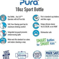 Pura vattenflaska rostfritt stål 550ml med sportlock och silikonhölje - aqua