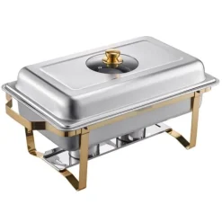 4 Qt 2-pack Rektangulär Skavskål Bufféset, Halvstorlek Pan, Rostfritt Stål