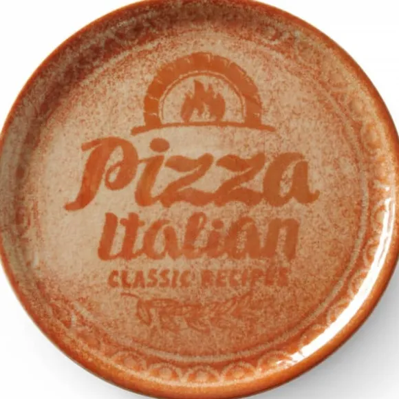 Receptsamling Tegelröd pizzatallrik i porslin, diameter. 33 cm - set med 6 st.