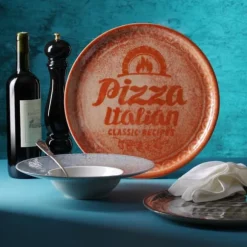 Receptsamling Tegelröd pizzatallrik i porslin, diameter. 33 cm - set med 6 st.