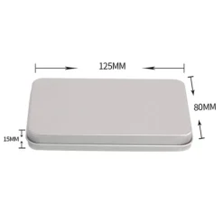 Rektangulär tennplåtsask - Silver (12,5x8x1,5cm)