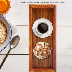 Rektangulärt Trä Tefat Serveringsbord Tallrik Snacks Matförvaringsskål för Hotellhem (20*8cm)