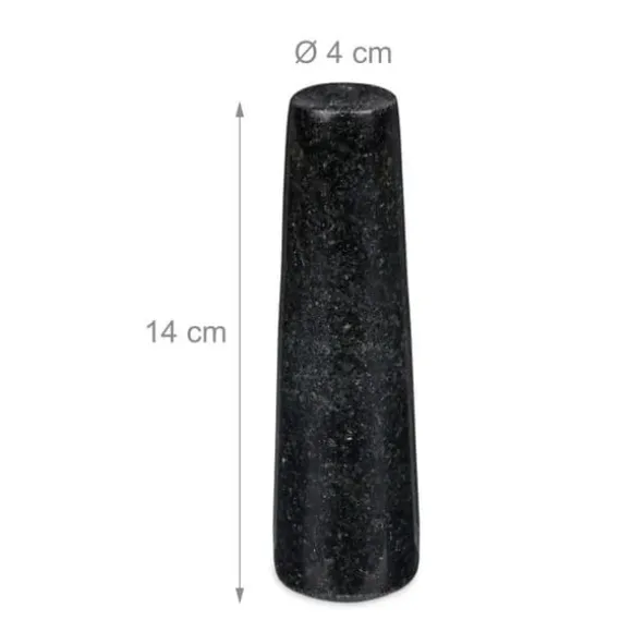 Relaxdays Mortel i granit med stötte, robust, för kryddor, örter, mortel i polerad sten, d. 12 cm, 300 ml, grå