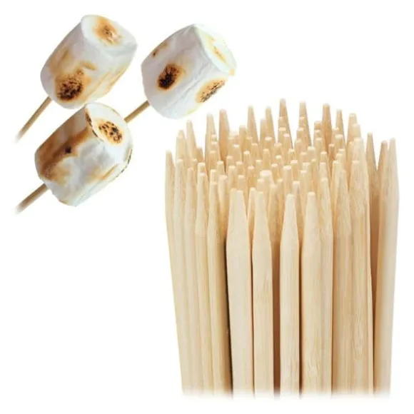 Relaxdays Piques trä, 300-pack, bambu, grillspett, 40 cm lång, sockervadds-käktar, Ø 4 mm, natur