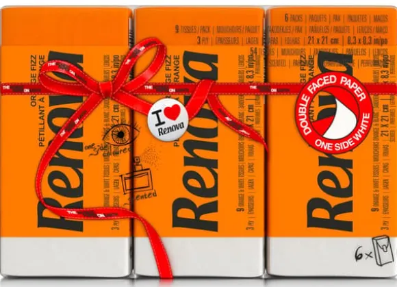 Renova Röda etiketter orangea näsdukar 6x9 st