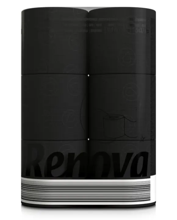Renova svart parfymerat toalettpapper 16,1 m 3-lagers 140 ark 6 rullar