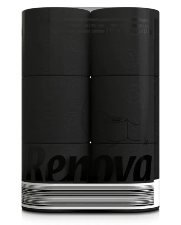 Renova svart parfymerat toalettpapper 16,1 m 3-lagers 140 ark 6 rullar