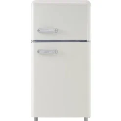 Retro-Kylskåp, Dubbeldörr, 72L kyl, 21L frys, 120 kWh/år, LED-ljus, Flera färger, Energieklass E