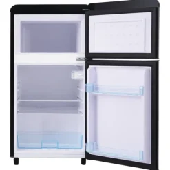 Retro-Kylskåp, Dubbeldörr, 72L kyl, 21L frys, 120 kWh/år, LED-ljus, Flera färger, Energieklass E