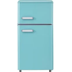 Retro-Kylskåp, Dubbeldörr, 72L kyl, 21L frys, 120 kWh/år, LED-ljus, Flera färger, Energieklass E