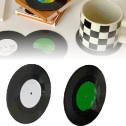 Retro roliga inspelningar diskunderlägg för drinkbarer kaffe