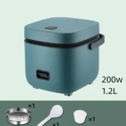 Riskokare - Mini Elektrisk Riskokare Hem Köksapparater 1.2L Värme Matångkokare Multifunktionell Matkokare (Färg: mörkgrön)