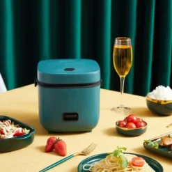 Riskokare - Mini Elektrisk Riskokare Hem Köksapparater 1.2L Värme Matångkokare Multifunktionell Matkokare (Färg: mörkgrön)